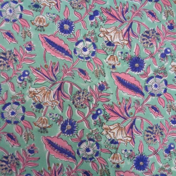 Hand Block Printed Cotton Napkin 45x45 cms Set of 4 Napkins Wild Flower Ocean Gud 100342