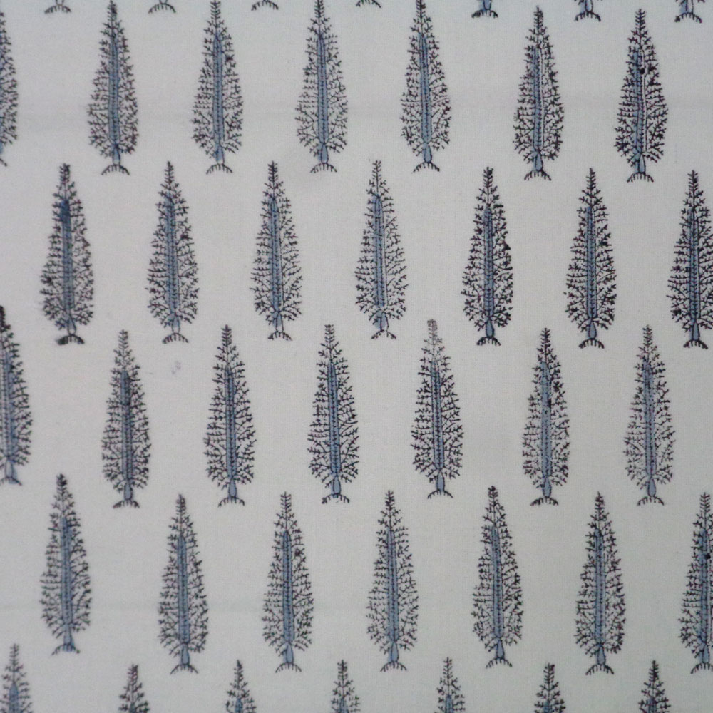 Hand Block Printed Cotton Napkin 45x45 Set of 4 Napkins Winter Fall Tree Grey 107195