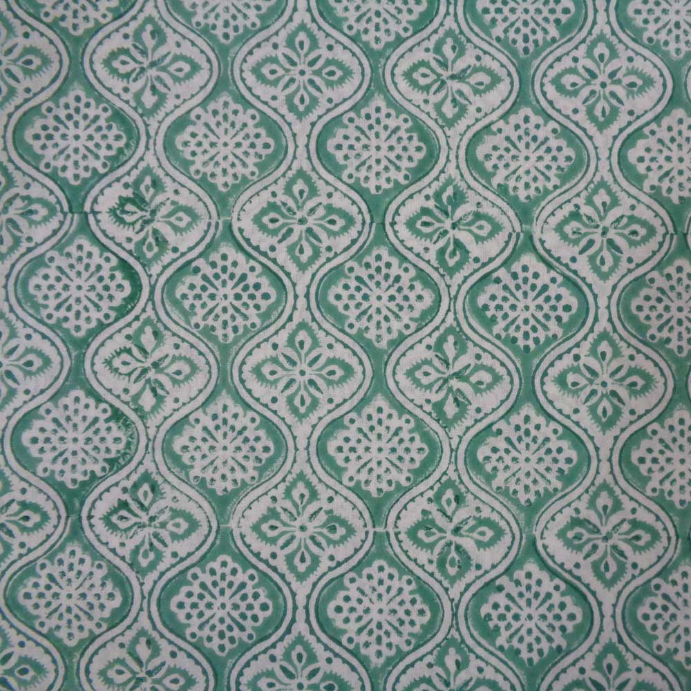 Hand Block Printed Cotton Napkin 45x45 cms Set of 4 Napkins Ogee Green 207990