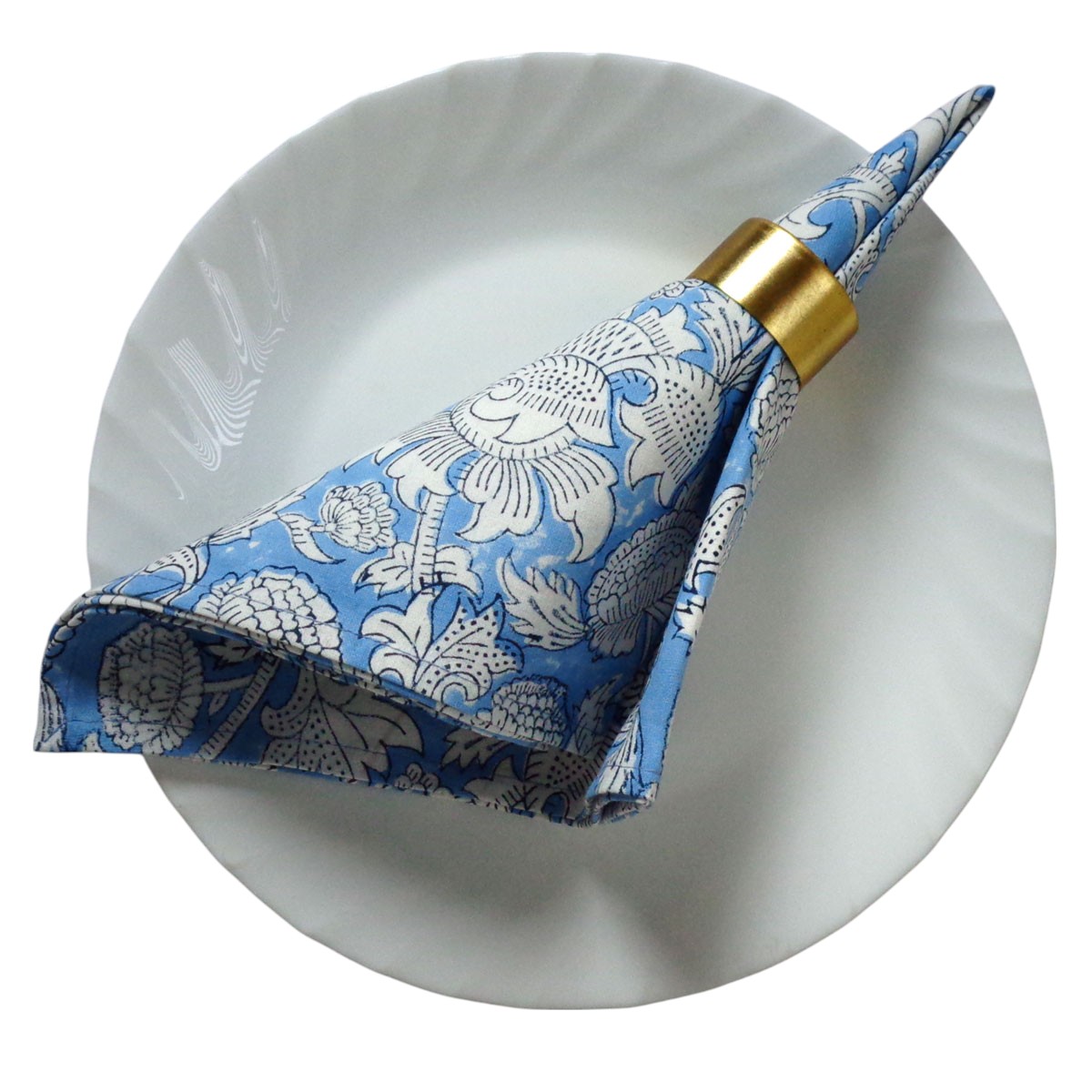 Hand Block Printed Cotton Napkin 45x45 cms Set of 4 Napkins Amarnath Marina 202302