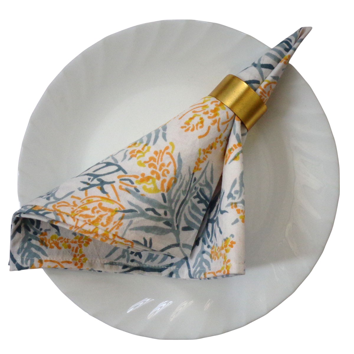 Hand Block Printed Cotton Napkin 45x45 cms Set of 4 Napkins Lilas Amber 202507