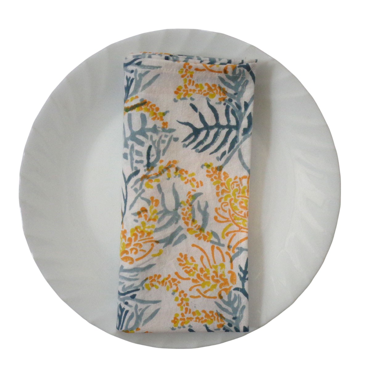 Hand Block Printed Cotton Napkin 45x45 cms Set of 4 Napkins Lilas Amber 202507