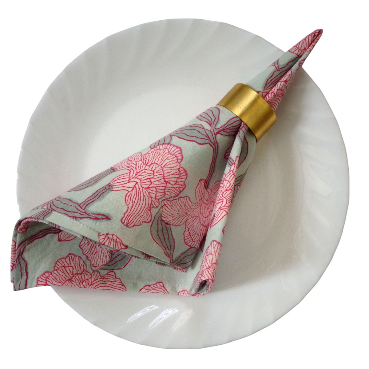 Hand Block Printed Cotton Napkin 45x45 cms Set of 4 Napkins Orchid Glass 202505