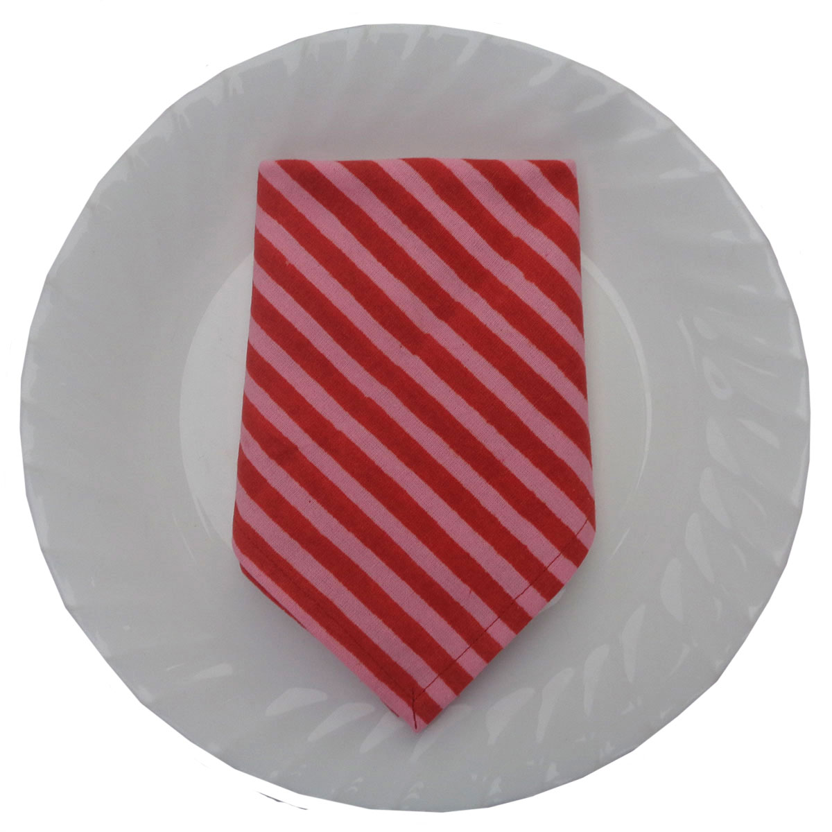 Hand Block Printed Cotton Napkin 45x45 cms Set of 4 Napkins  Stripe Pink Red 207993