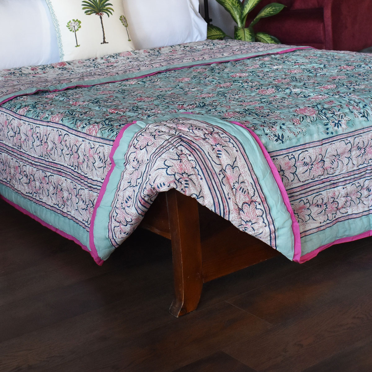 Queen Size Soft Cotton Quilt Handmade  Naya Gulab 106606