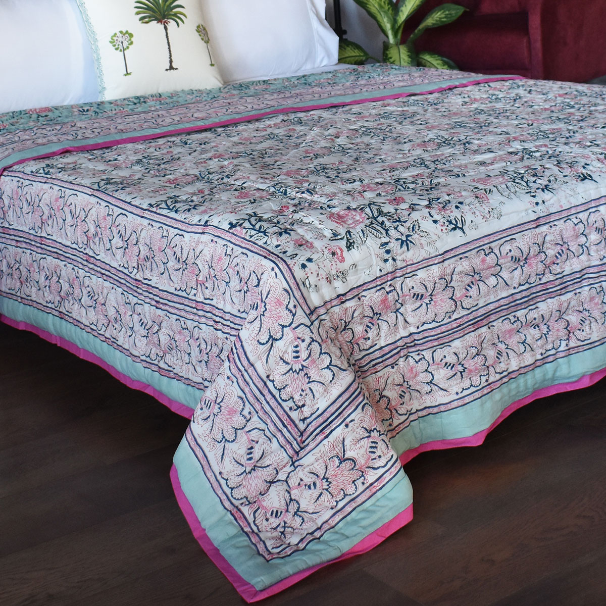 Queen Size Soft Cotton Quilt Handmade  Naya Gulab 106606