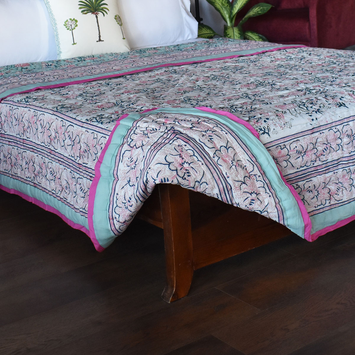 Queen Size Soft Cotton Quilt Handmade  Naya Gulab 106606