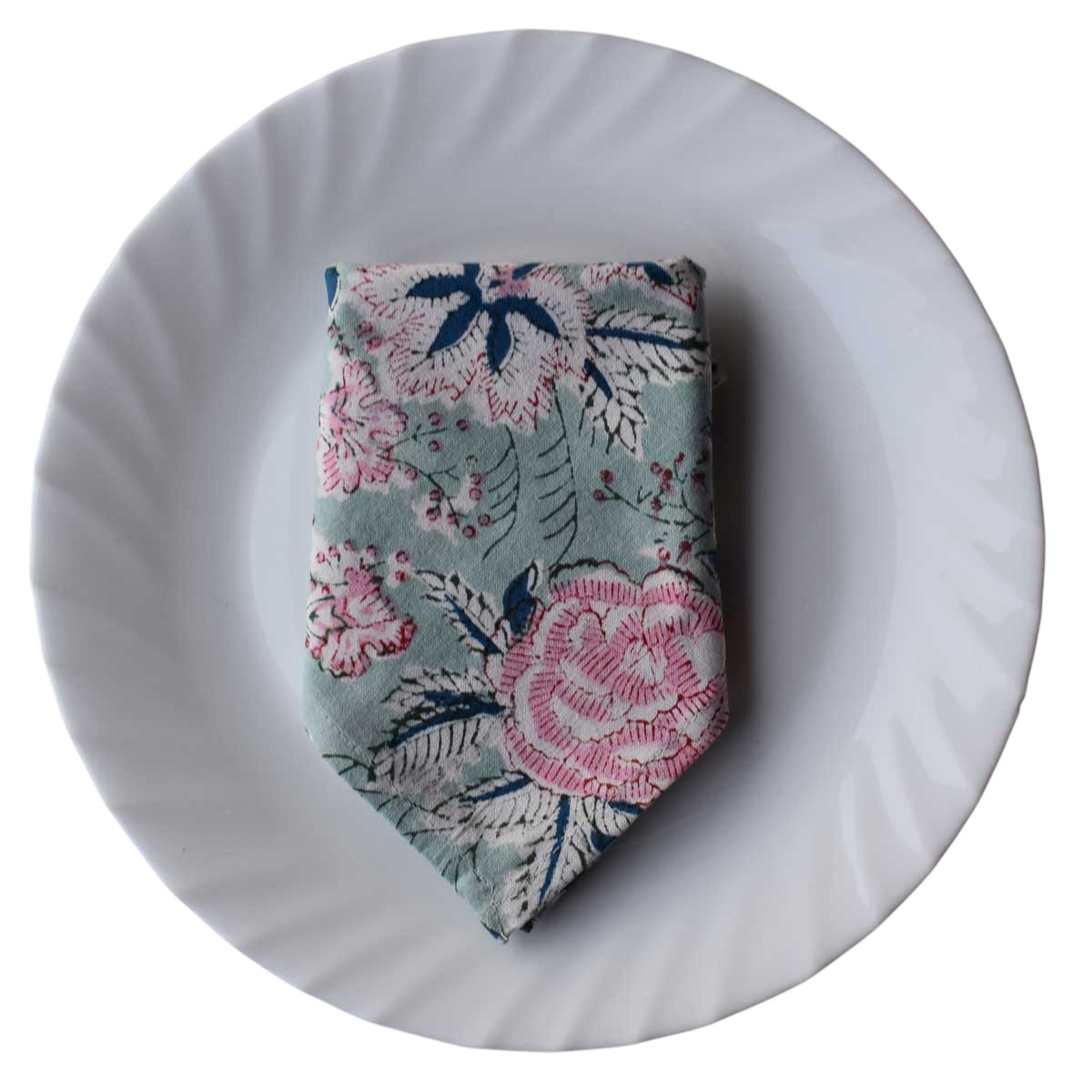 Hand Block Printed Cotton Napkin 45x45 Set of 4 Napkins Naya Gulab Gud 106873