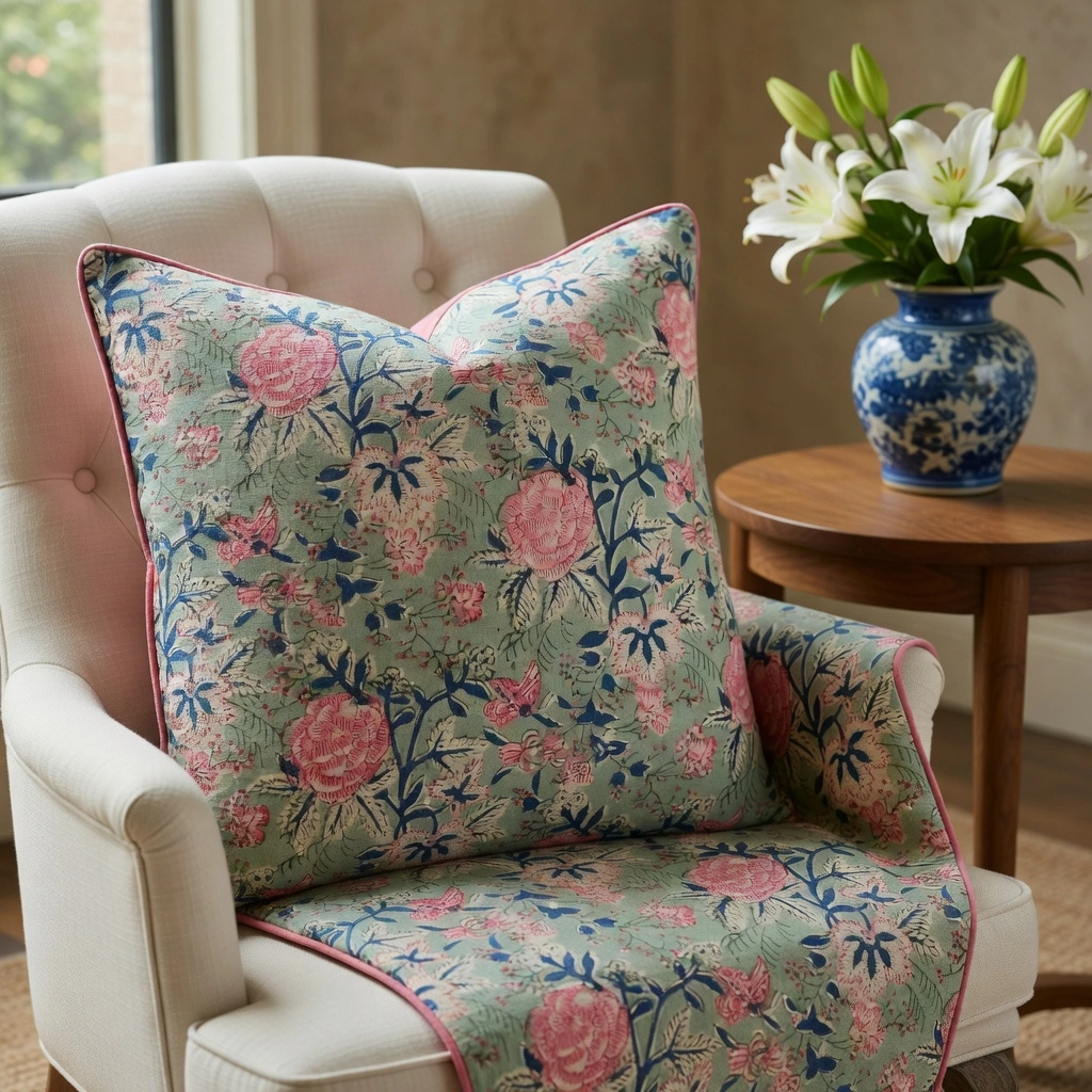 Piping Cushion Cover 50x50 cms Naya Gulab Gud 202808