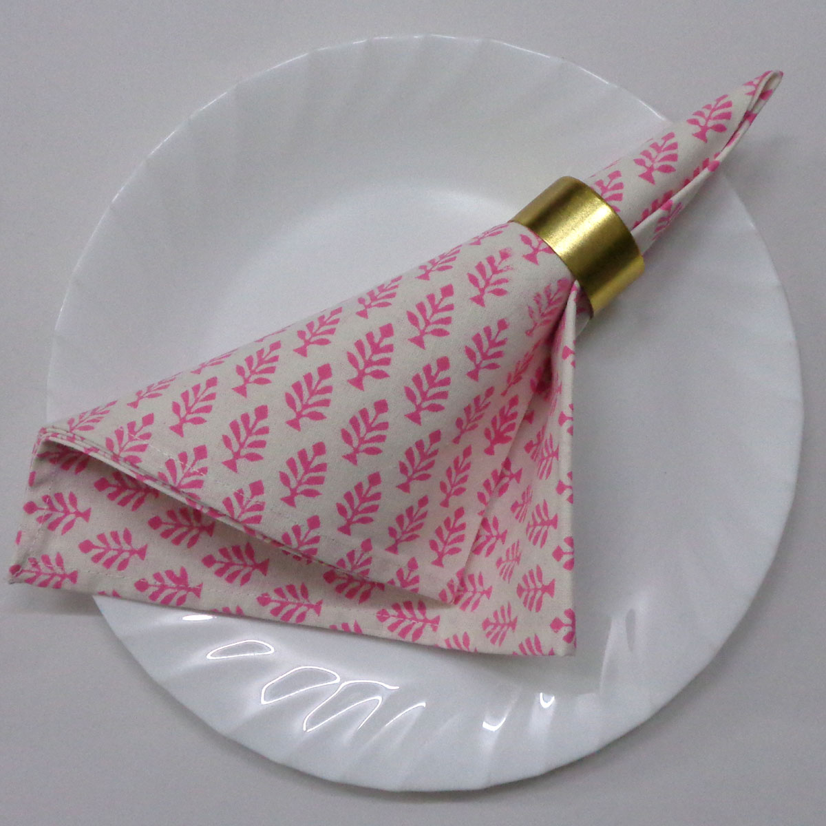 Hand Block Printed Cotton Napkin 45x45 cms Set of 4 Napkins Neem Carmine Rose 701741