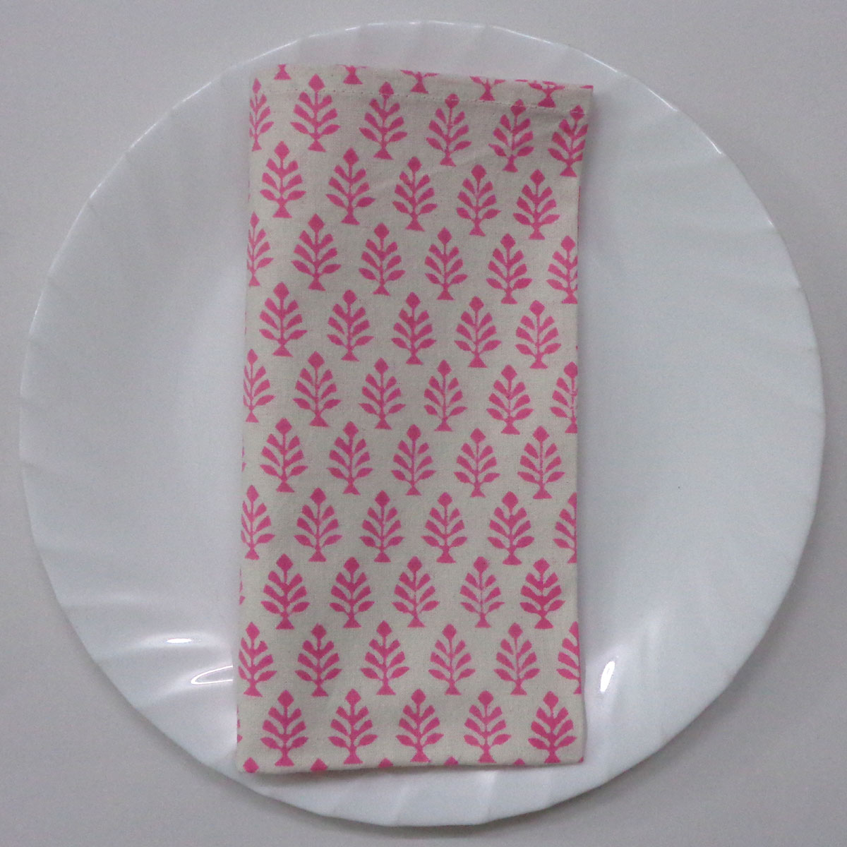 Hand Block Printed Cotton Napkin 45x45 cms Set of 4 Napkins Neem Carmine Rose 701741