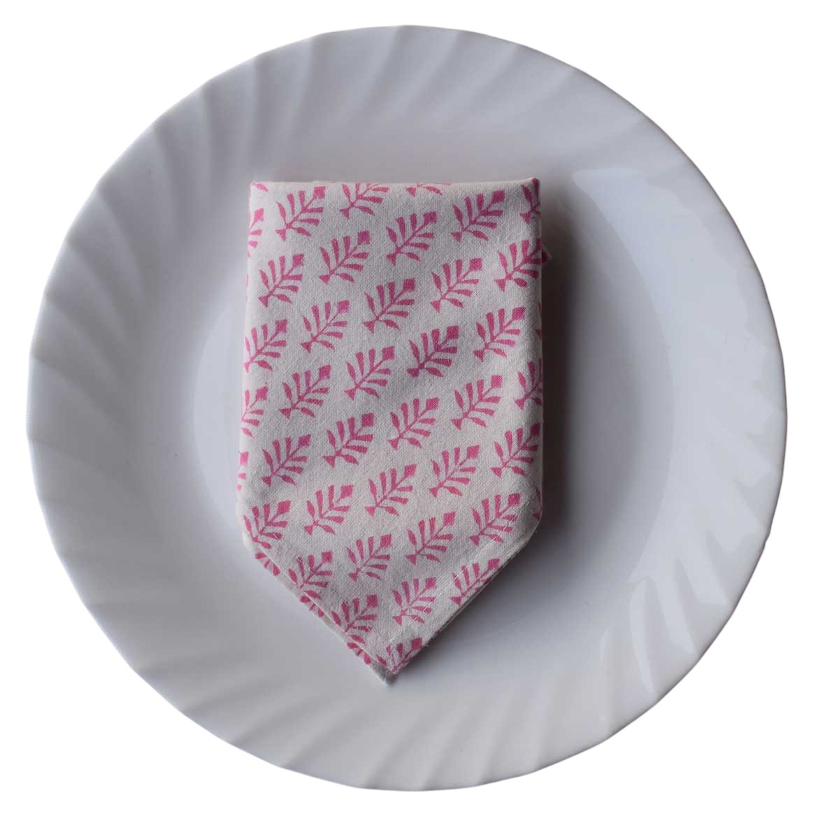 Hand Block Printed Cotton Napkin 45x45 cms Set of 4 Napkins Neem Carmine Rose 701741