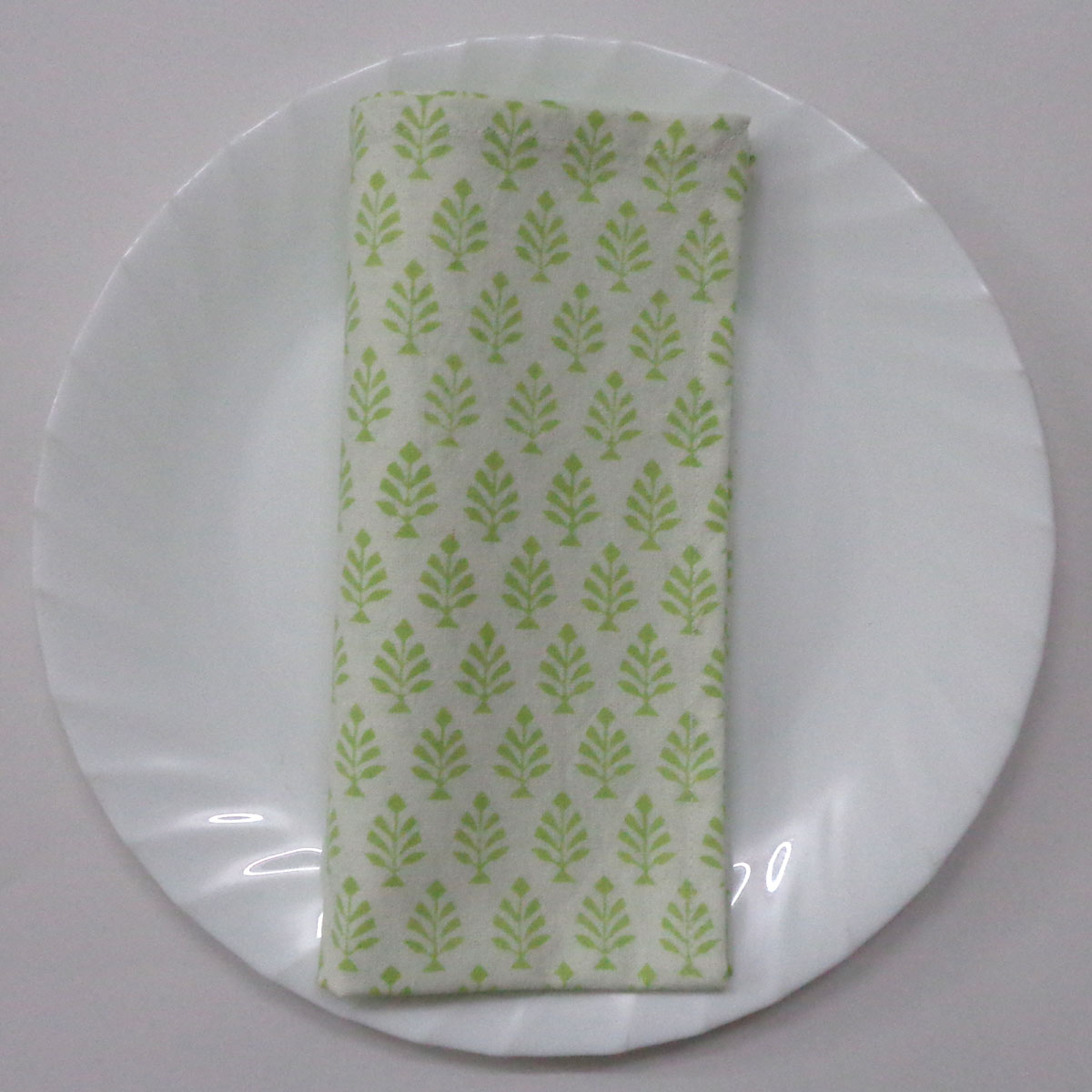 Hand Block Printed Cotton Napkin 45x45 cms Set of 4 Napkins Neem Celadon Green 302181
