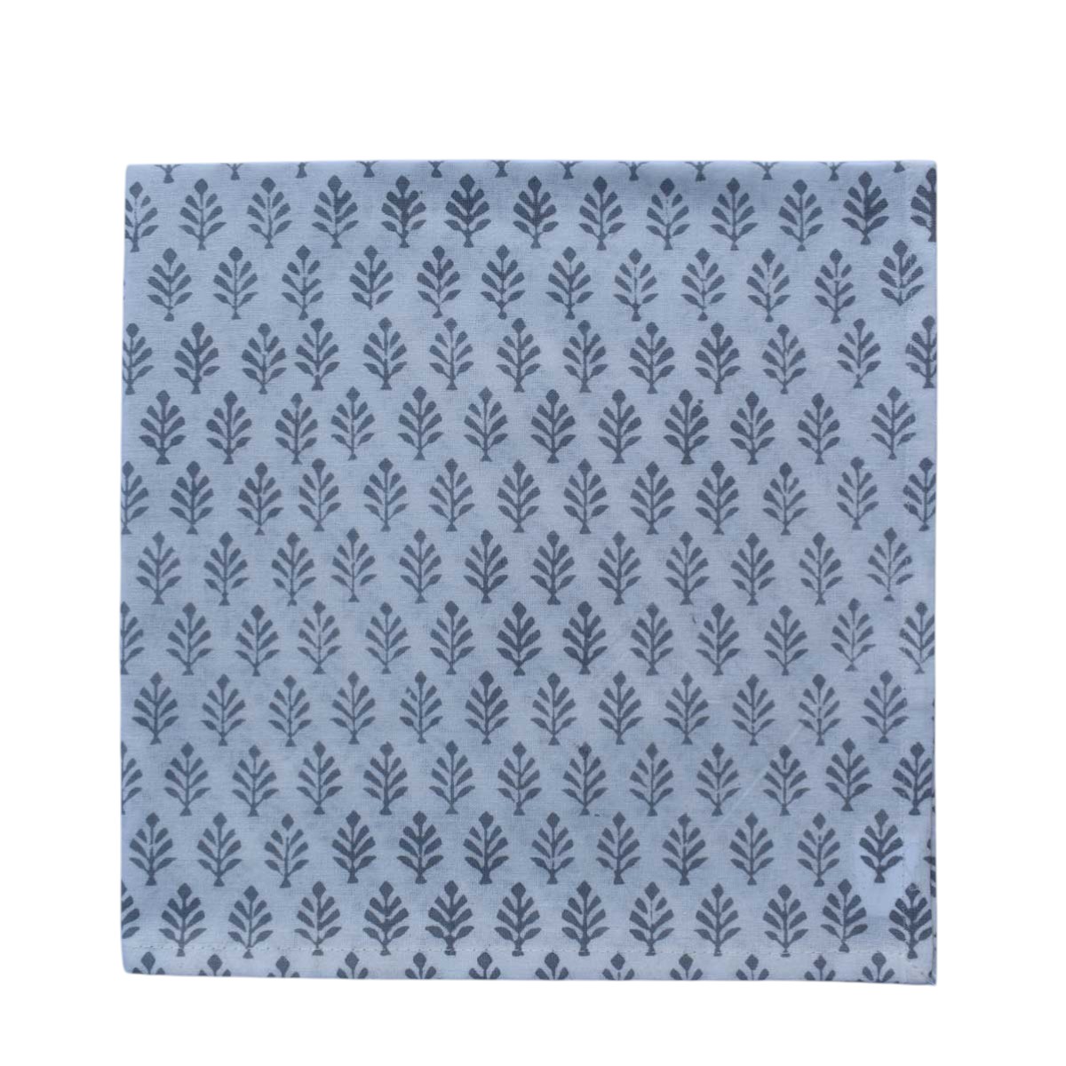 Hand Block Printed Cotton Napkin 50x50 cms Set of 4 Napkins  Neem Grey 102640