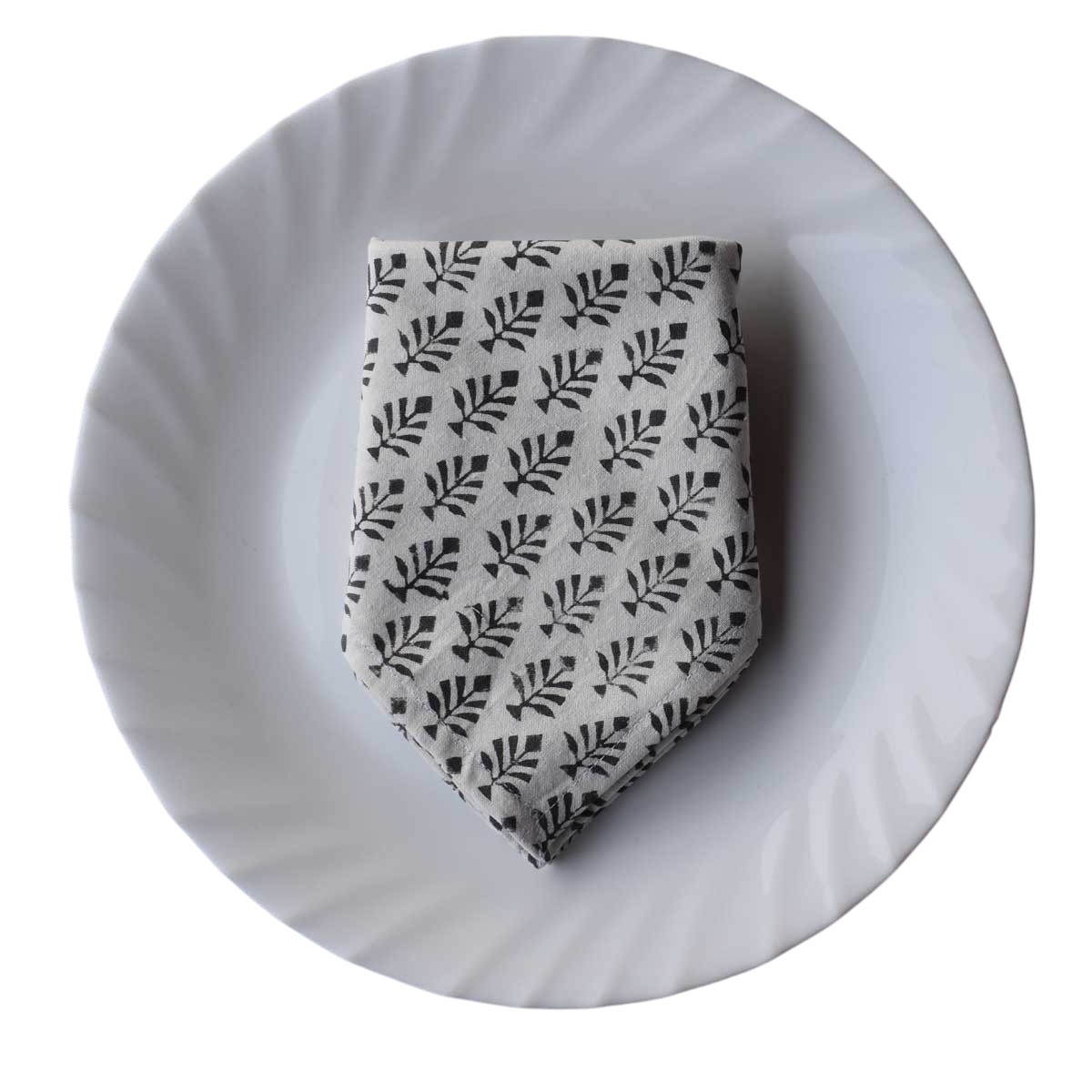 Hand Block Printed Cotton Napkin 45x45 cms Set of 4 Napkins  Neem Grey 102640