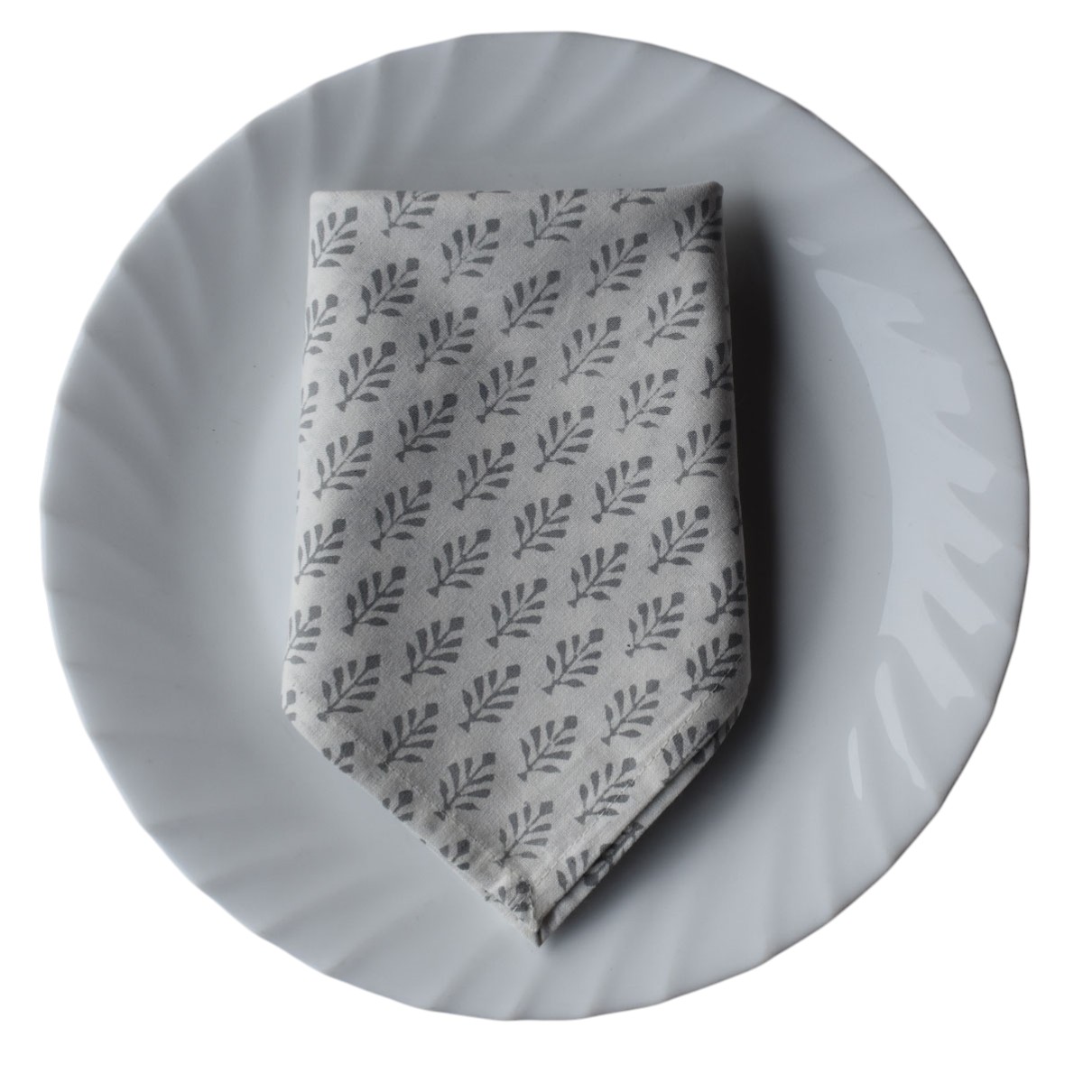Hand Block Printed Cotton Napkin 50x50 cms Set of 4 Napkins Neem Grey 102640