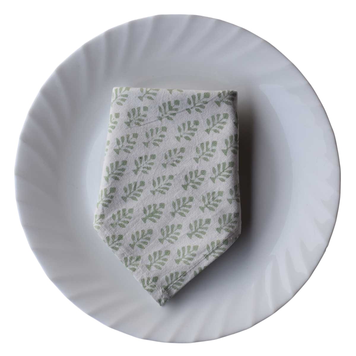 Hand Block Printed Cotton Napkin 45x45 cms Set of 4 Napkins Neem Hunter Green 702304