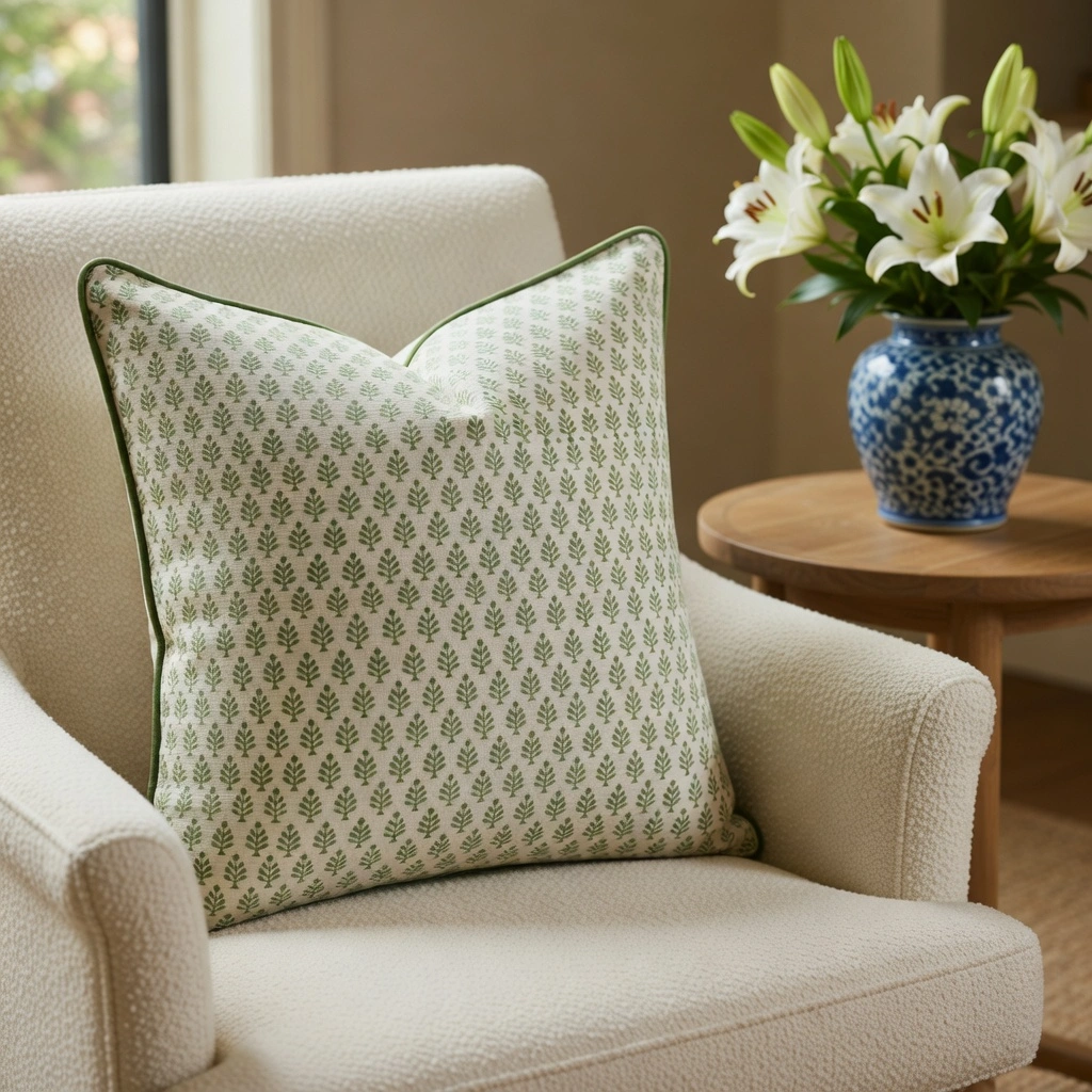 Piping Cushion Cover 50x50 cms Neem Hunter Green 702304
