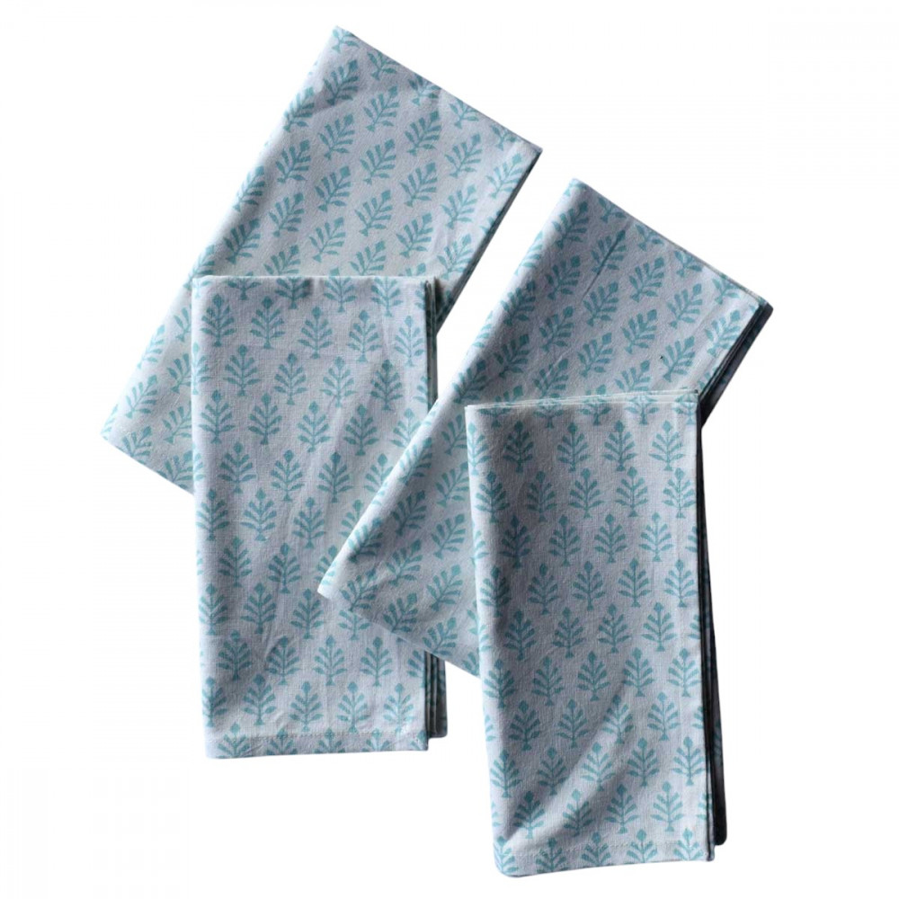 Image of Hand Block Printed Cotton Napkin 45x45 cms (Set of 4 Napkins) | Neem Marina 701586