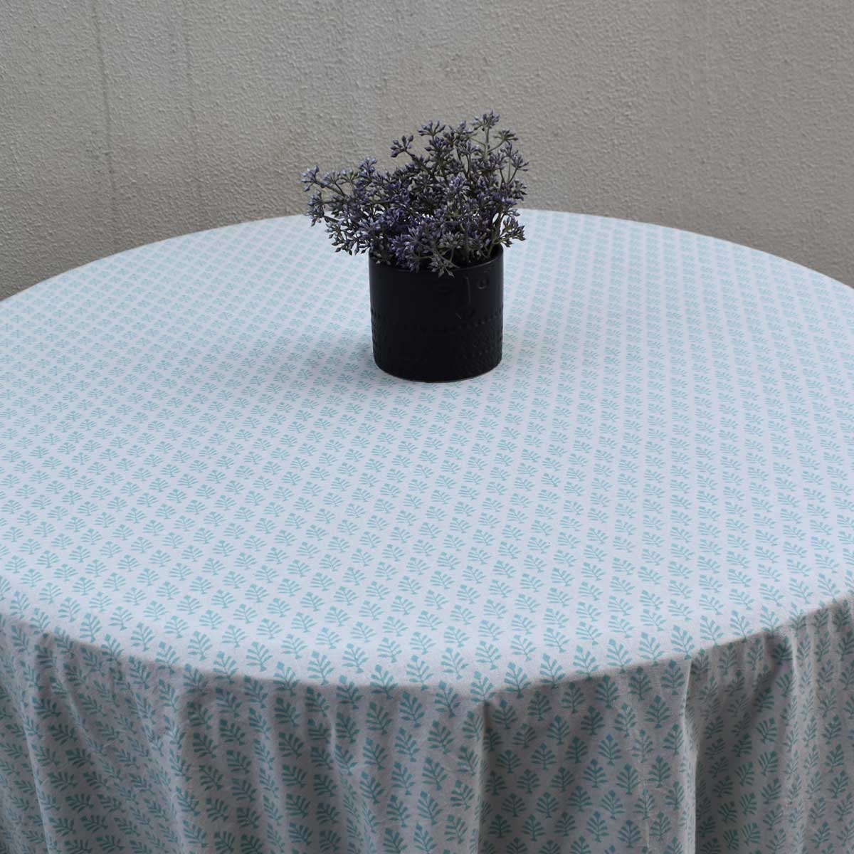 Hand Block Printed Cotton Round Tablecloth 220 cms Neem Marina 701586