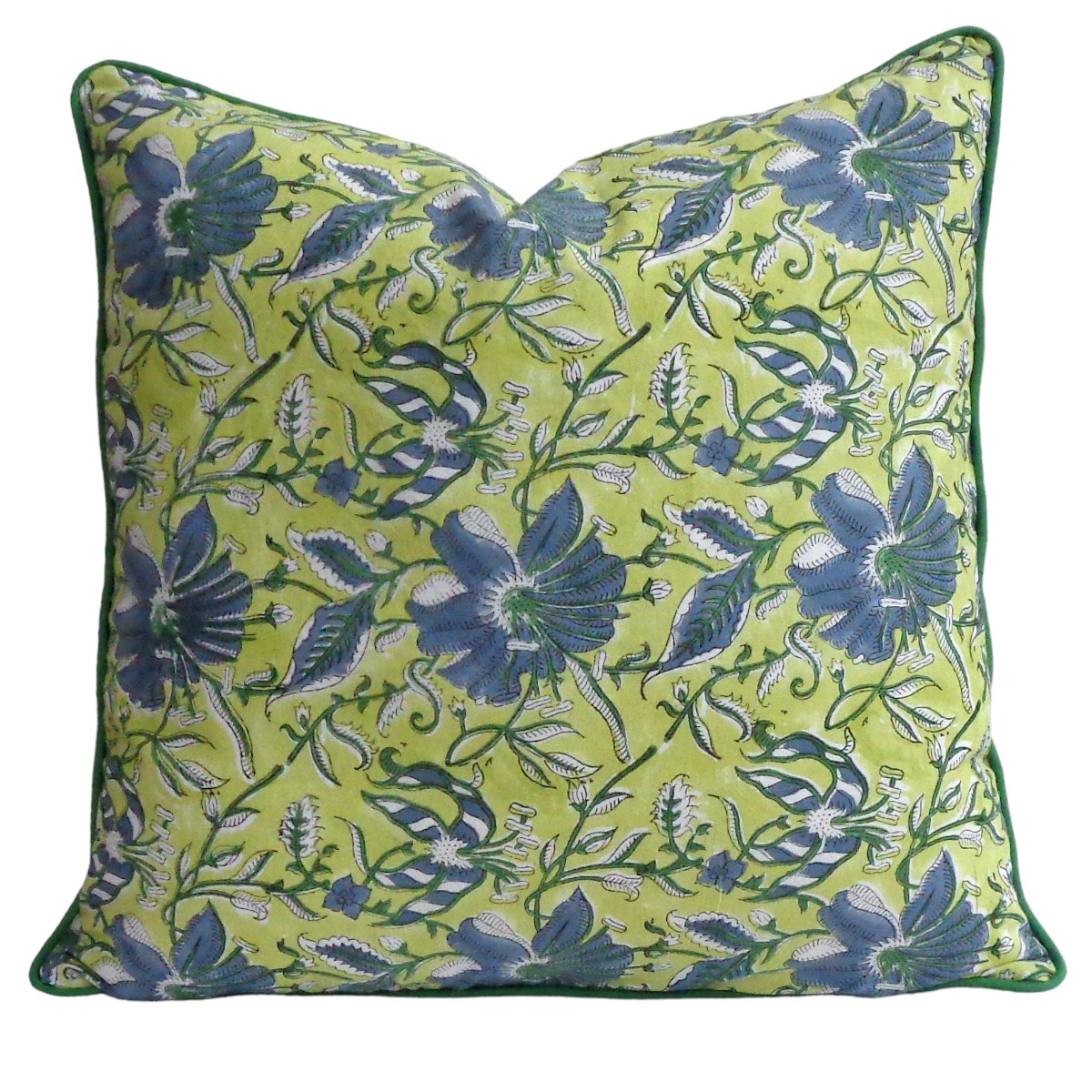 Piping Cushion Cover 50x50 cms Olive Flower Gud 600007