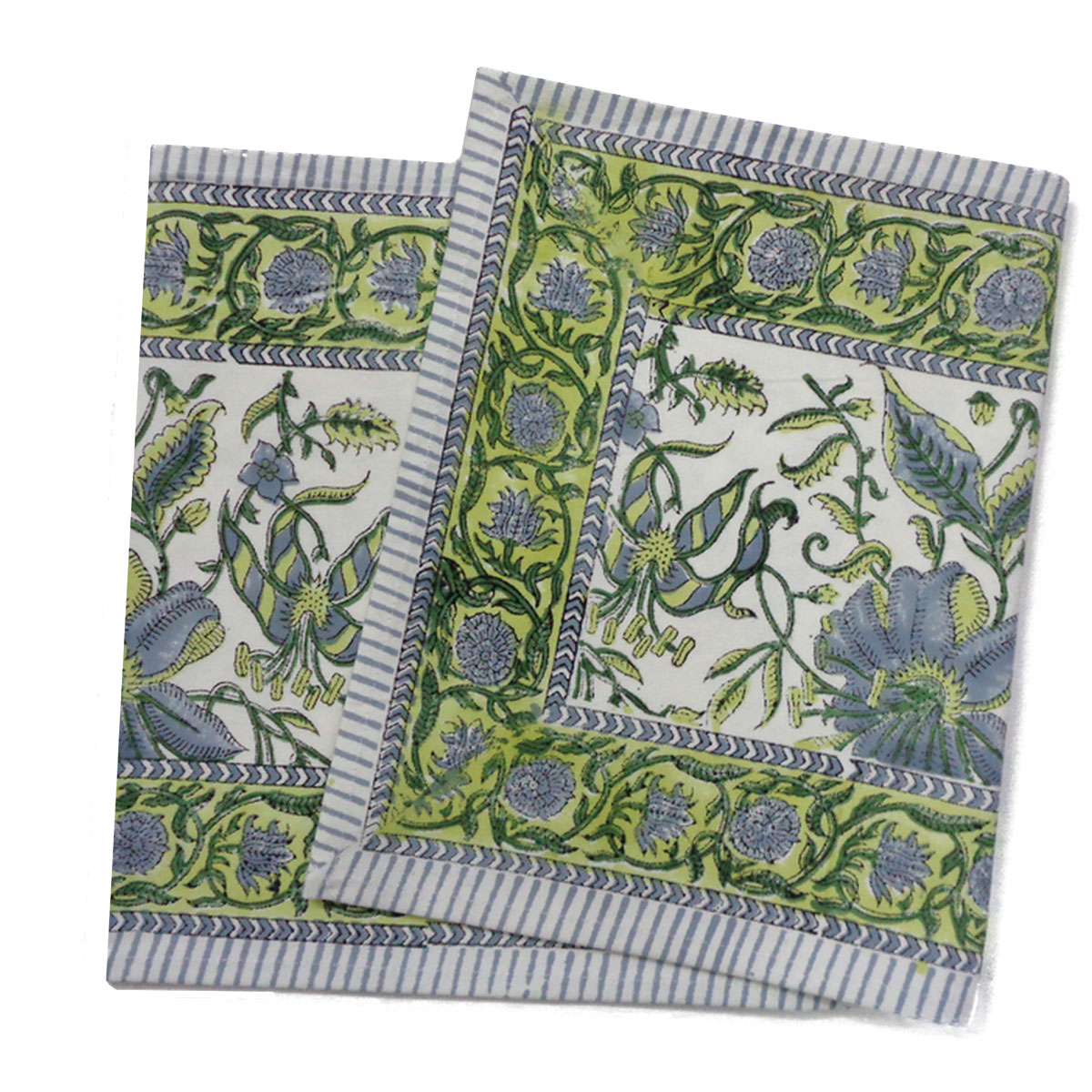 Hand Block Printed Cotton Canvas Table Runner 33x120 cms Olive Flower Open 602178