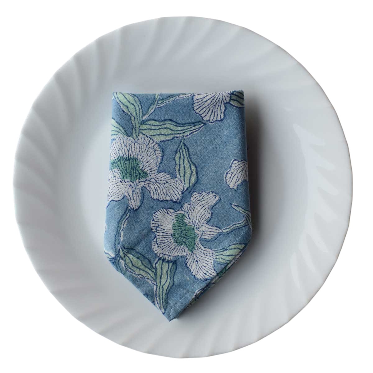 Hand Block Printed Cotton Napkin 45x45 cms Set of 4 Napkins Orchid Aqua 203890