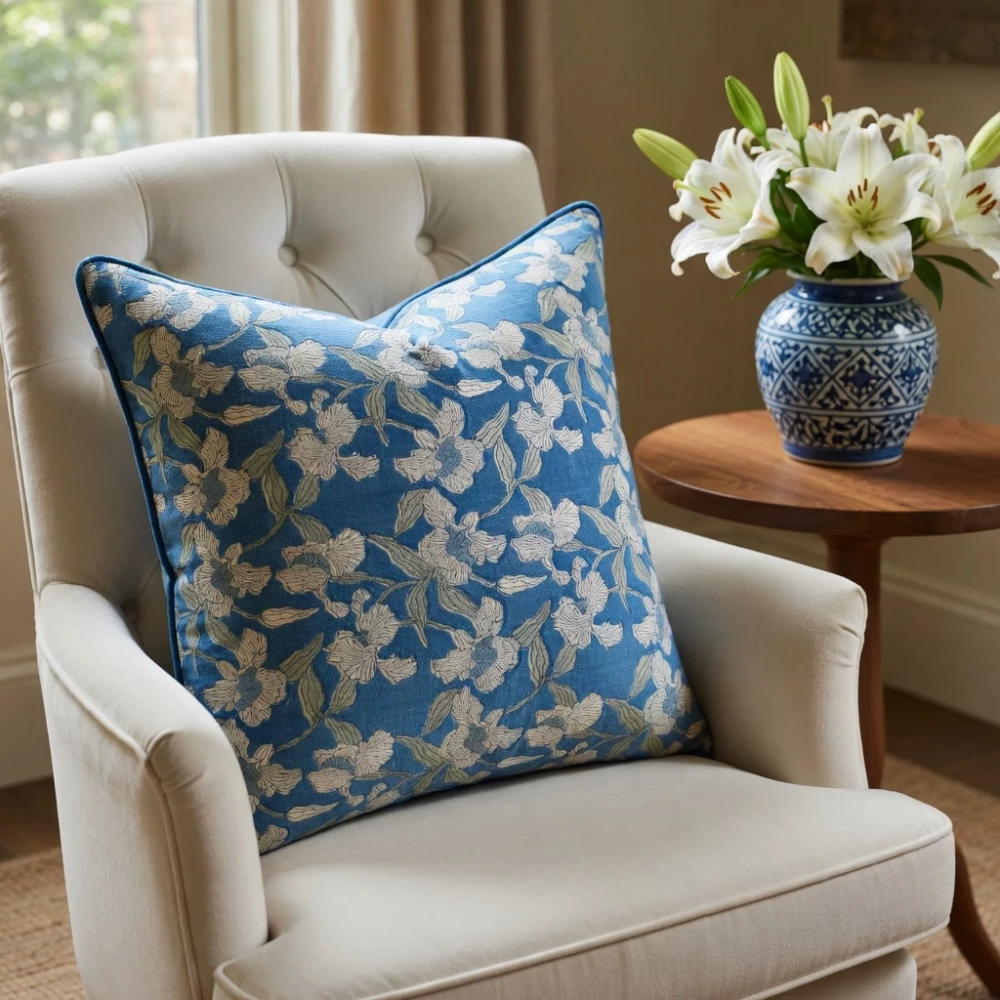 Image of Piping Cushion Cover 50x50 cms | Orchid Aqua 203890