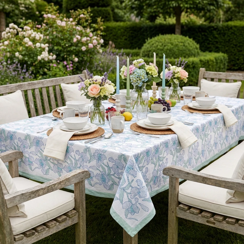 Image of 12 Seater Tablecloth – 180x340 cms | Orchid Aqua Open 203894