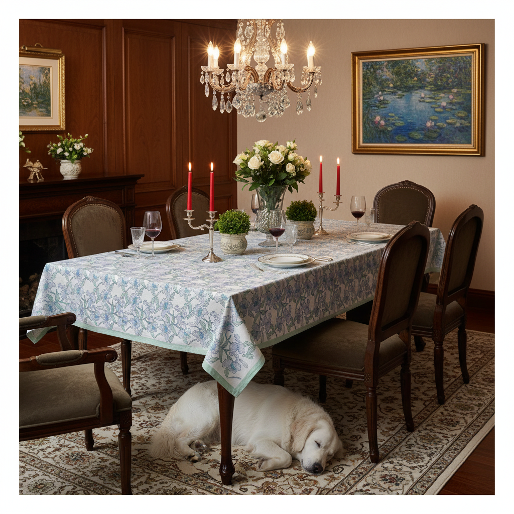 12 Seater Tablecloth 180x340 cms Orchid Aqua Open 203894