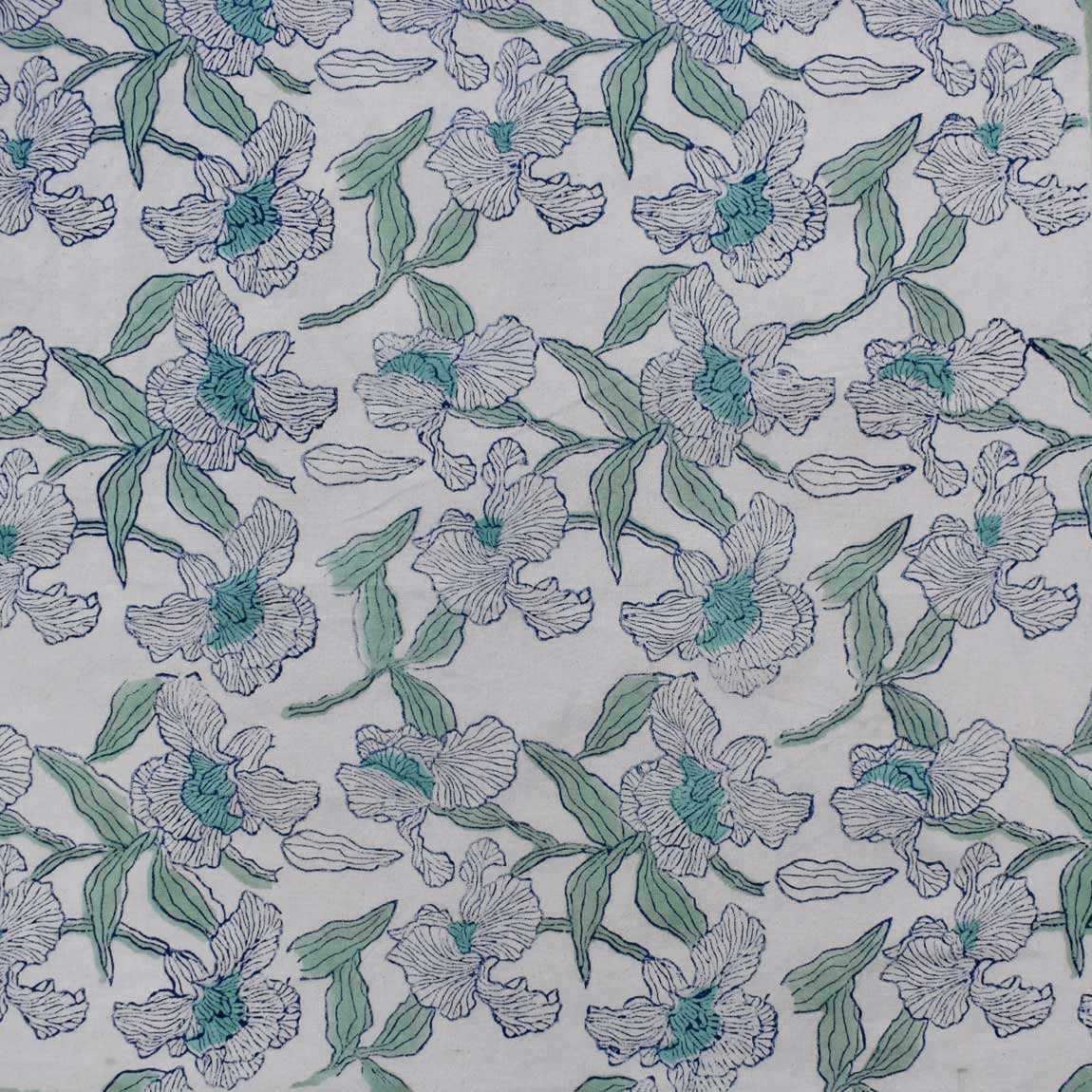 5 Yard Running Fabric Jaipur Block Printed Cotton 20 Sheeting Fabric Orchid Aqua Open 203894