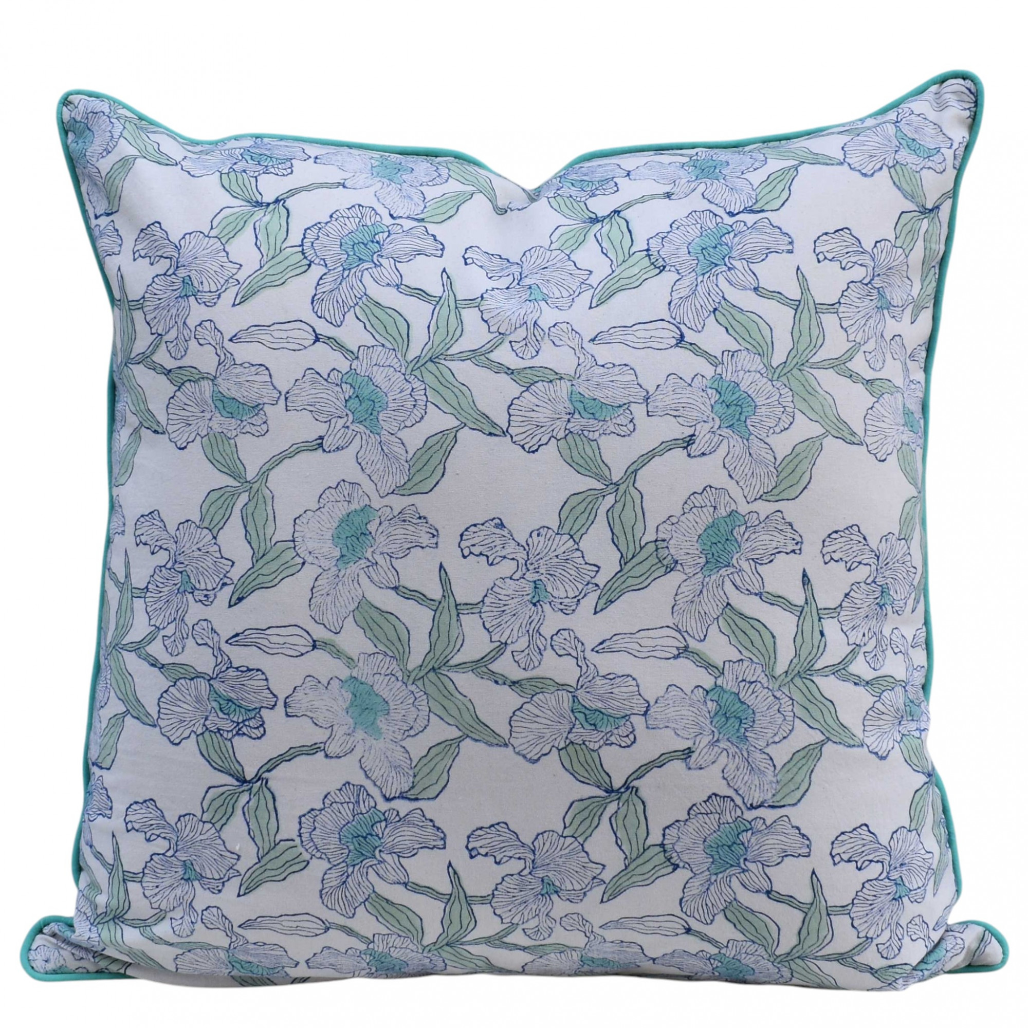 Piping Cushion Cover 50x50 cms   Orchid Aqua Open 203894