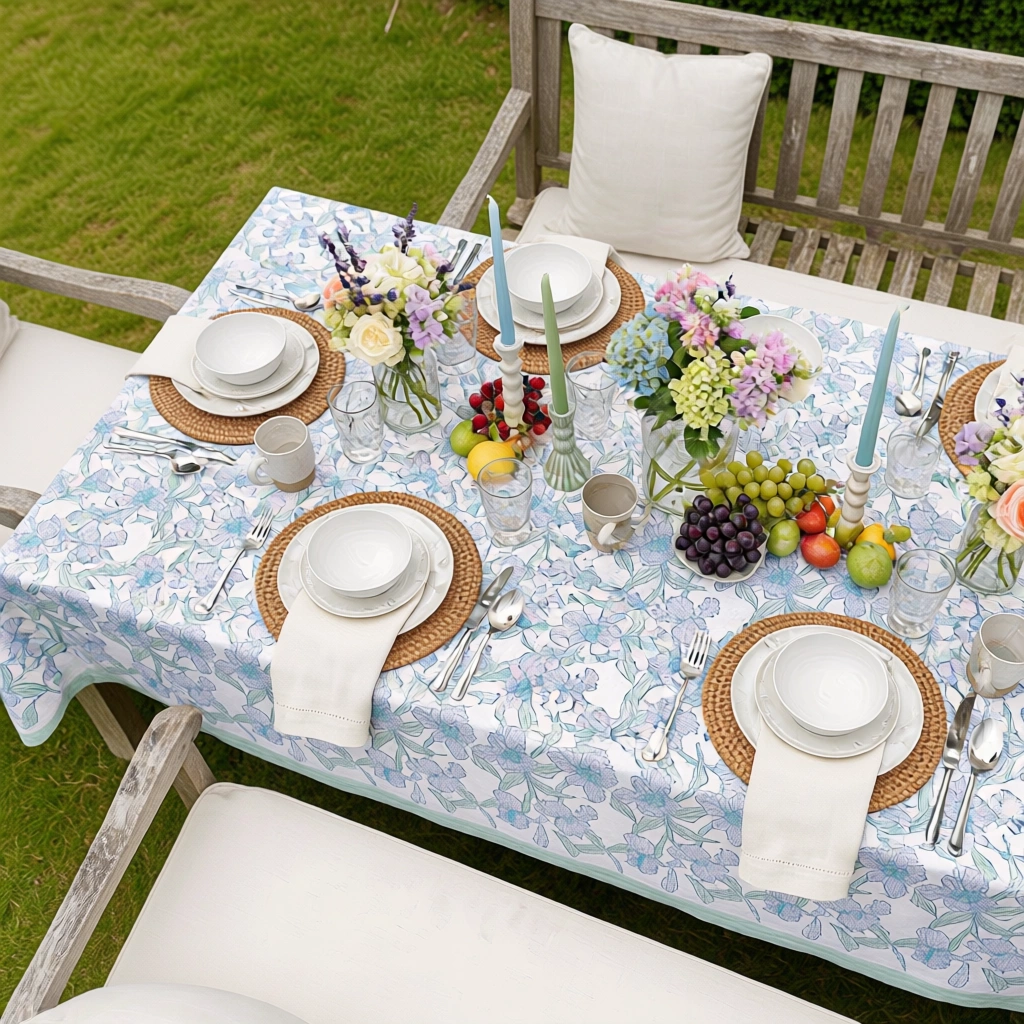 12 Seater Tablecloth  180x340 cms  Orchid Aqua Open 203894