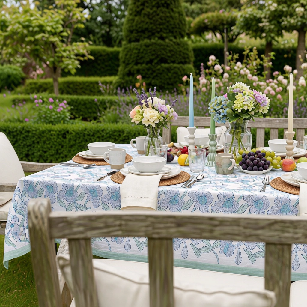 10 Seater Tablecloth 180x270 cms Orchid Aqua Open 203894