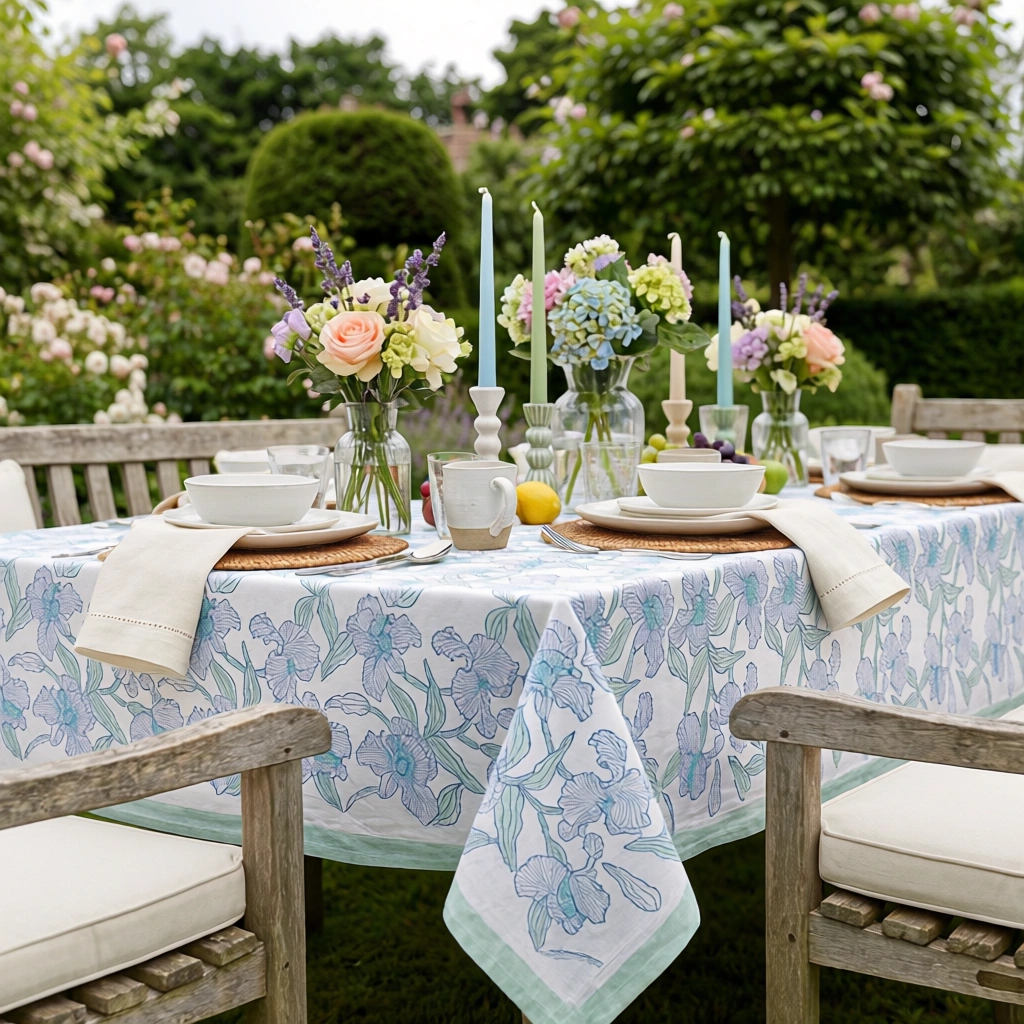 12 Seater Tablecloth 180x340 cms Orchid Aqua Open 203894