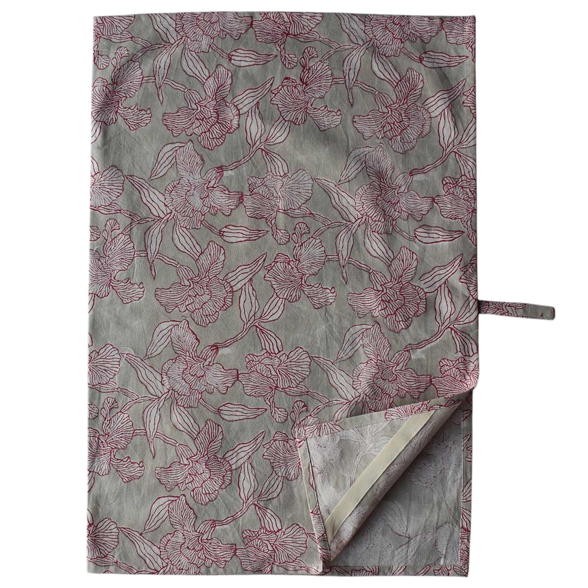 Hand Block Printed Cotton Kitchen Towels 50x70 cms Orchid Beige 202503