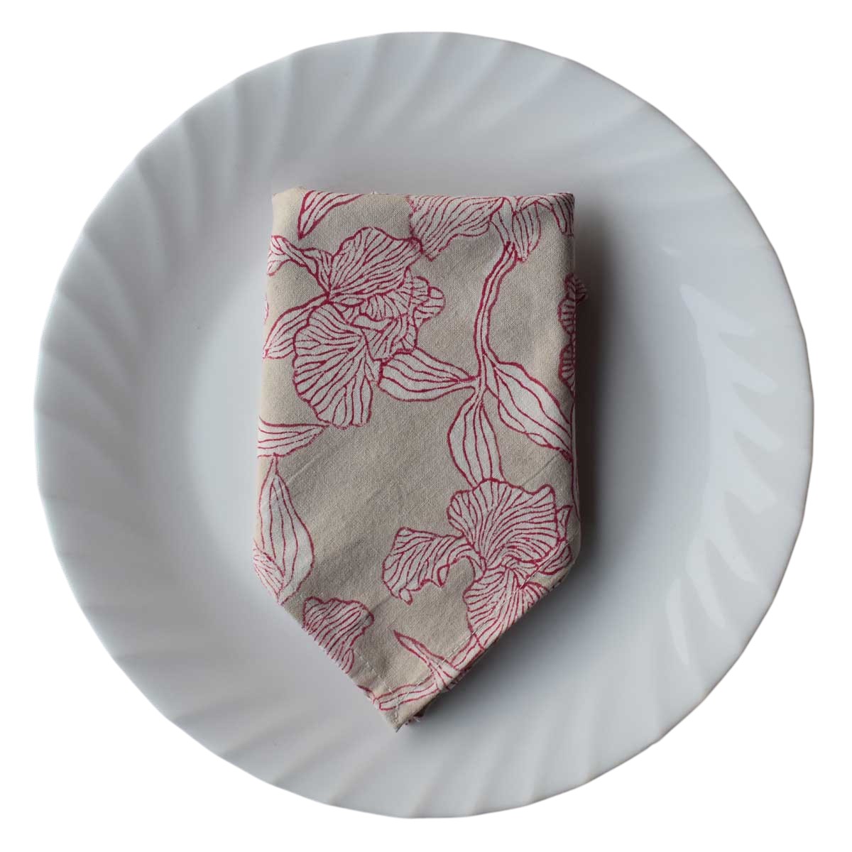 Hand Block Printed Cotton Napkin 45x45 cms Set of 4 Napkins Orchid Beige 250503