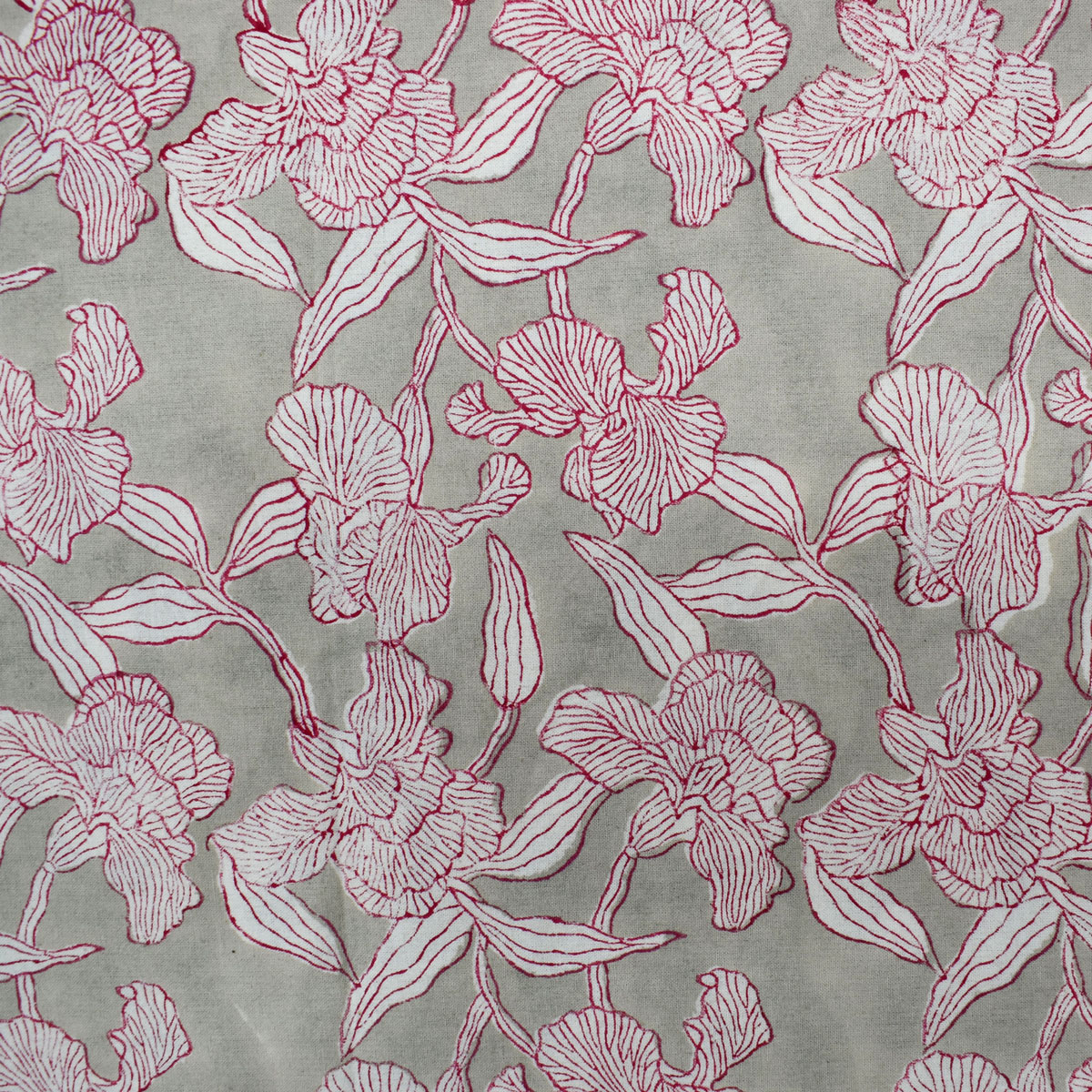 Square Tablecloth in Cotton Hand Block Printed Cotton Tablecloth 180x180 cms Orchid Beige 250503