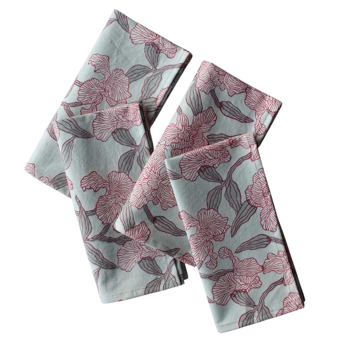 Hand Block Printed Cotton Napkin 45x45 cms Set of 4 Napkins Orchid Glass 202602