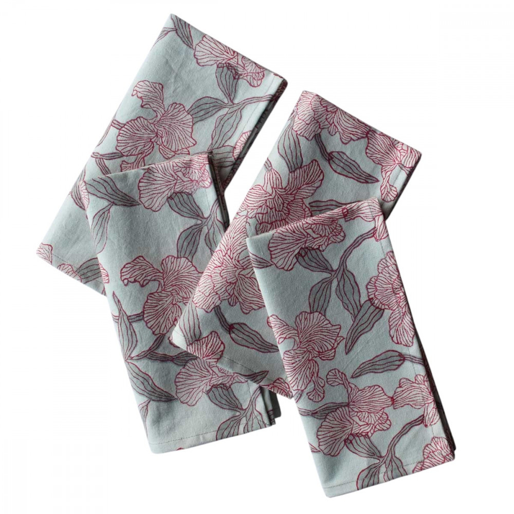 Image of Hand Block Printed Cotton Napkin 45x45 cms (Set of 4 Napkins) | Orchid Glass 202505