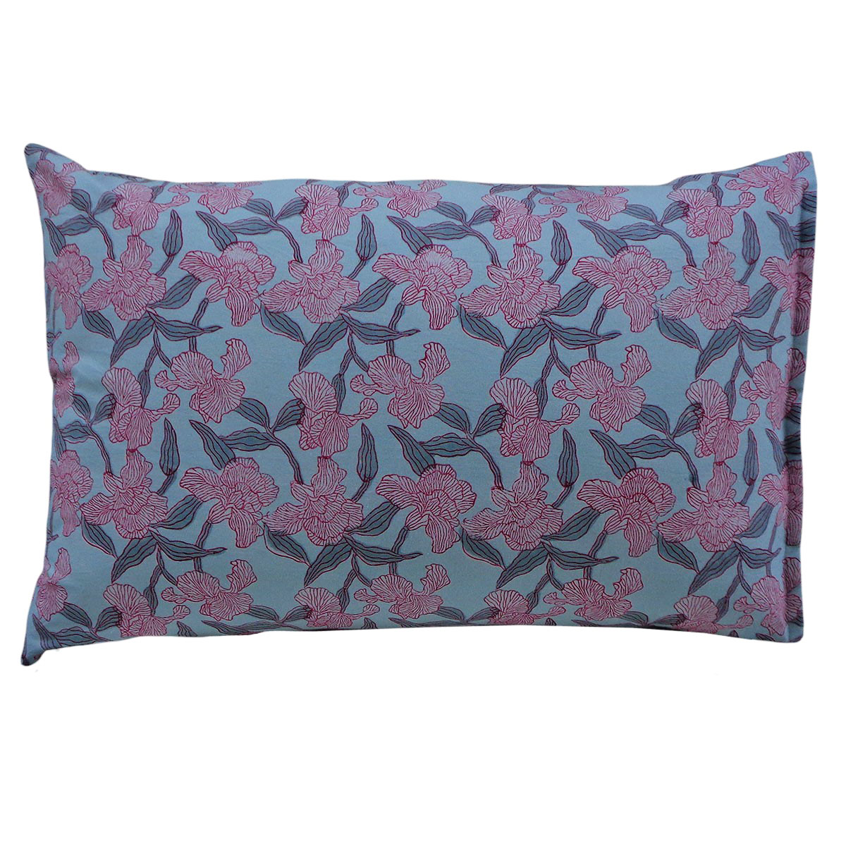 Hand Block Printed Cotton Pillows Cover 50x70 cm Set of 2 Orchid Glass 202505