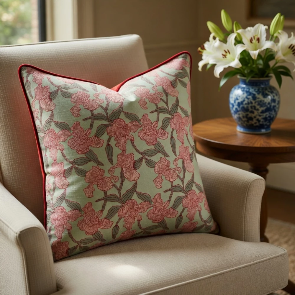 Image of Piping Cushion Cover 50x50 cms | Orchid Glass 202602