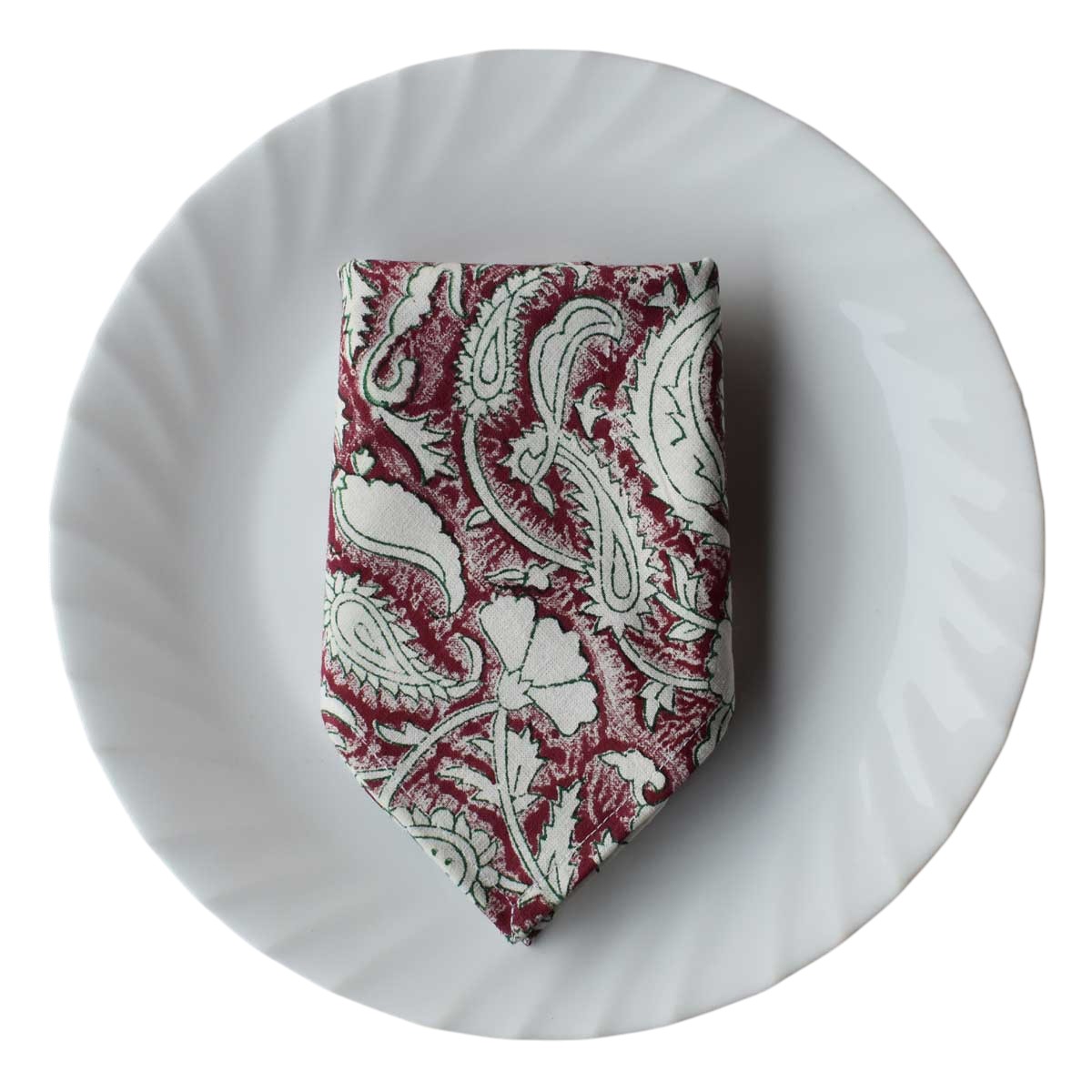 Hand Block Printed Cotton Napkin 45x45 cms Set of 4 Napkins Paisley Rose Vine 504851