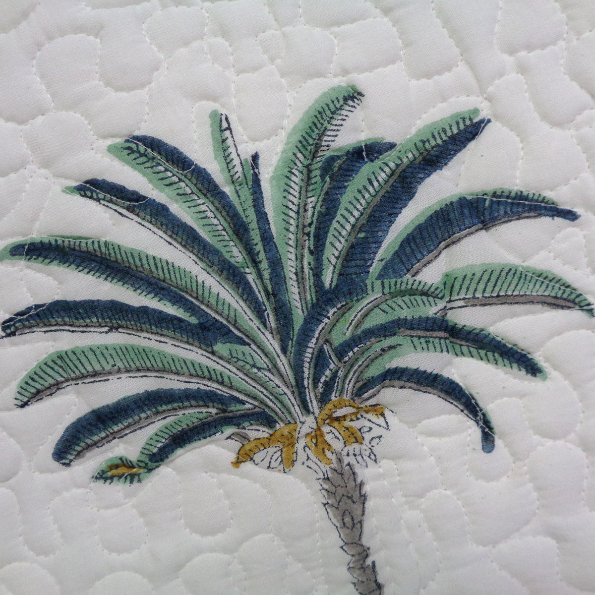 Quilted Cotton Pillows Cover 50x70 cm Set of 2 Palm Tree Blue 100383