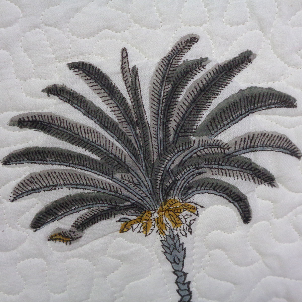 Quilted Cotton Pillows Cover 50x70 cm Set of 2 Palm Tree Grey 100382