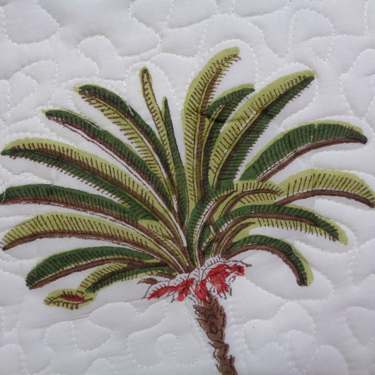 Quilted Cotton Pillows Cover 50x70 cm Set of 2 Palm Tree Green 109024