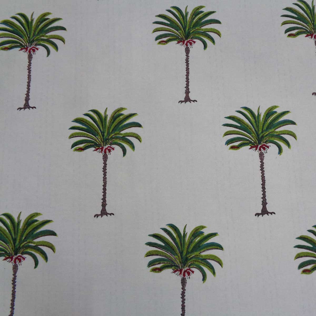 Hand Block Printed Cotton Tablecloth 150x220 cms Palm Tree Green 109024