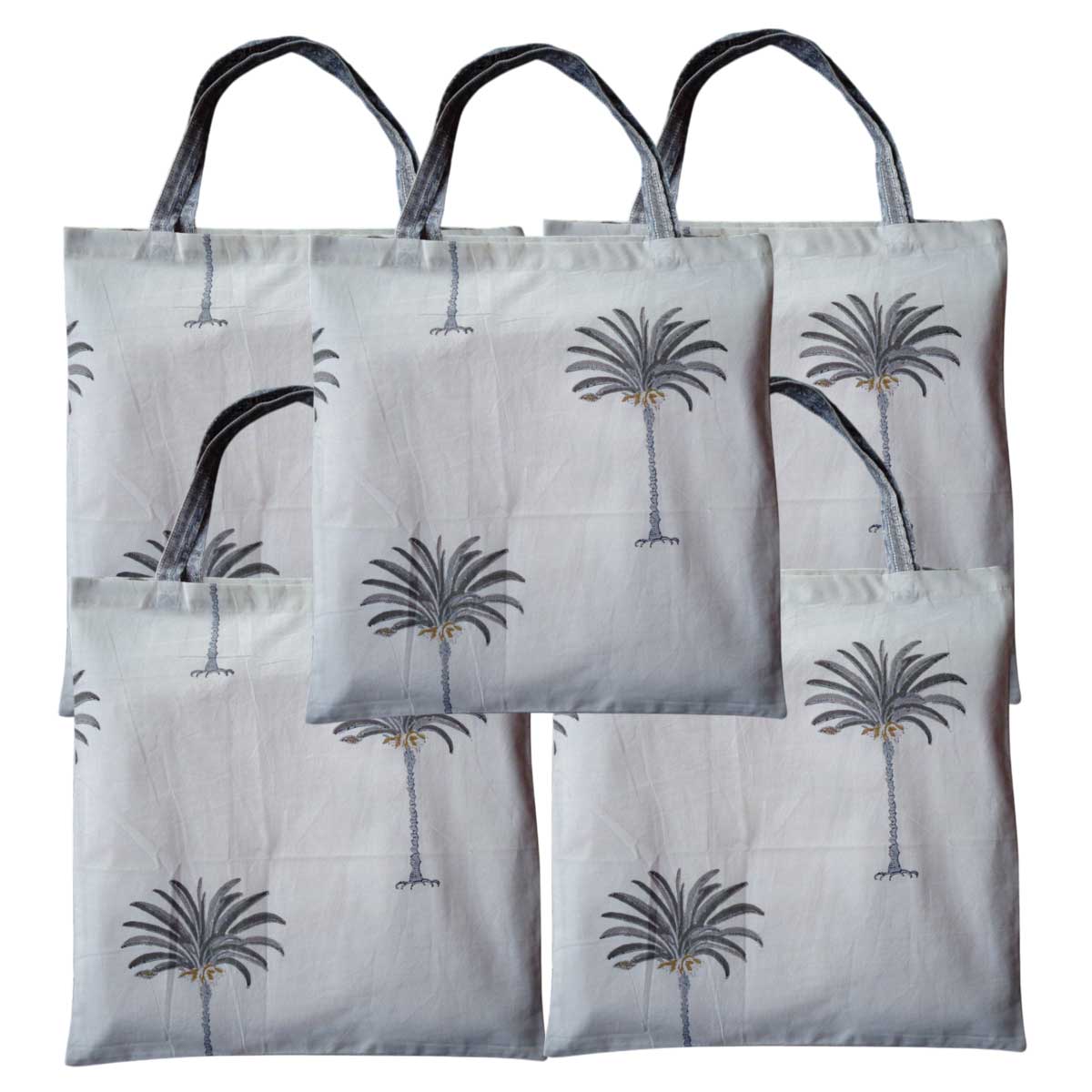 Grocery Totes  Set of 5 Bags  Palm Tree Grey 105193