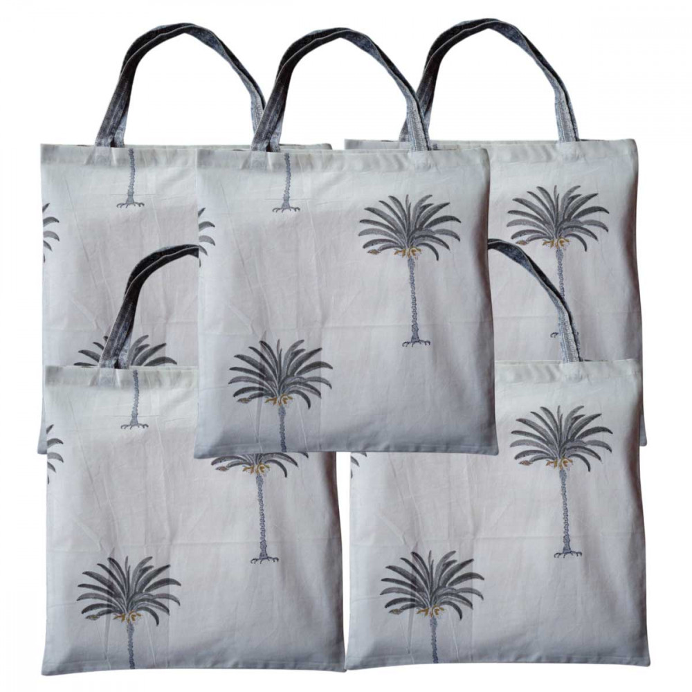 Image of Grocery Totes ( Set of 5 Bags) / Palm Tree Grey 105193