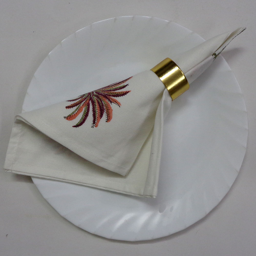 Hand Block Printed Cotton Napkin 45x45 cms Set of 4 Napkins Palm Tree Pink 105346